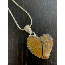 356 collier coeur oeil de tigre , argent sterling, 